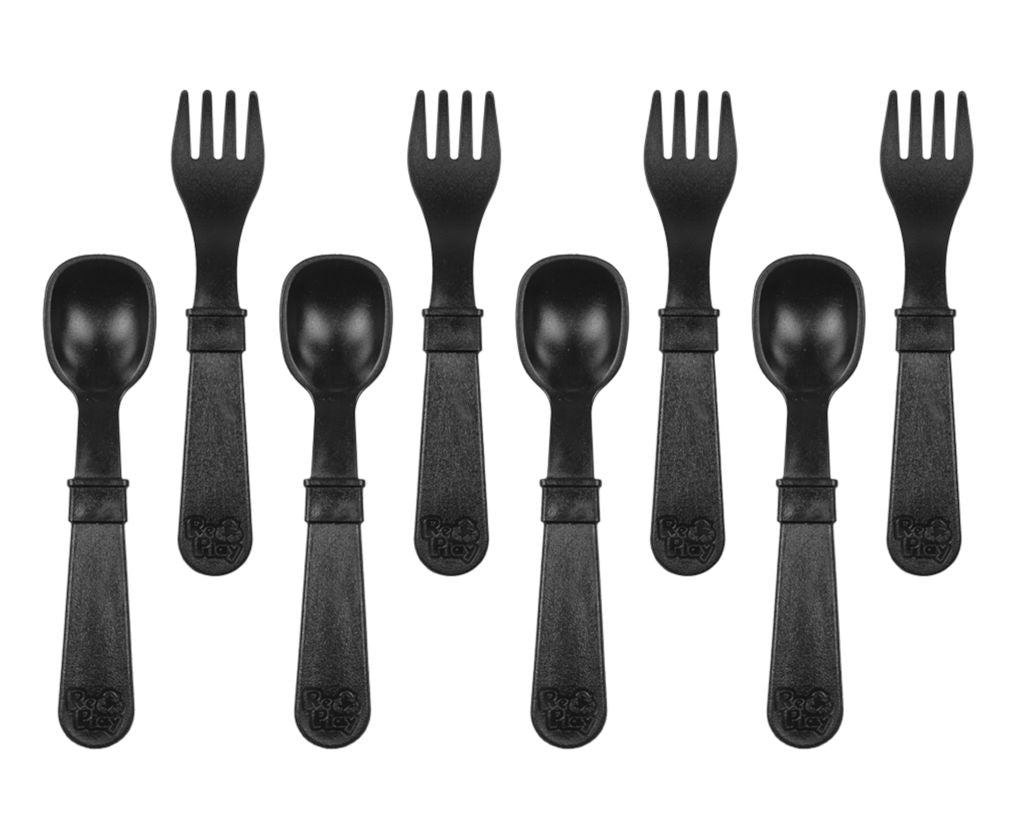 Re-Play Forks and Spoons - Black - 4 of each - No Retail Packaging