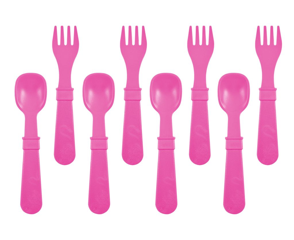 Re-Play Forks and Spoons - Bright Pink - 4 of each - No Retail Packaging