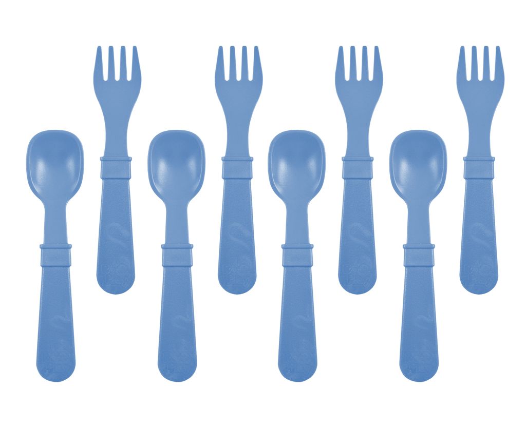 Re-Play Forks and Spoons - Denim - 4 of each - No Retail Packaging