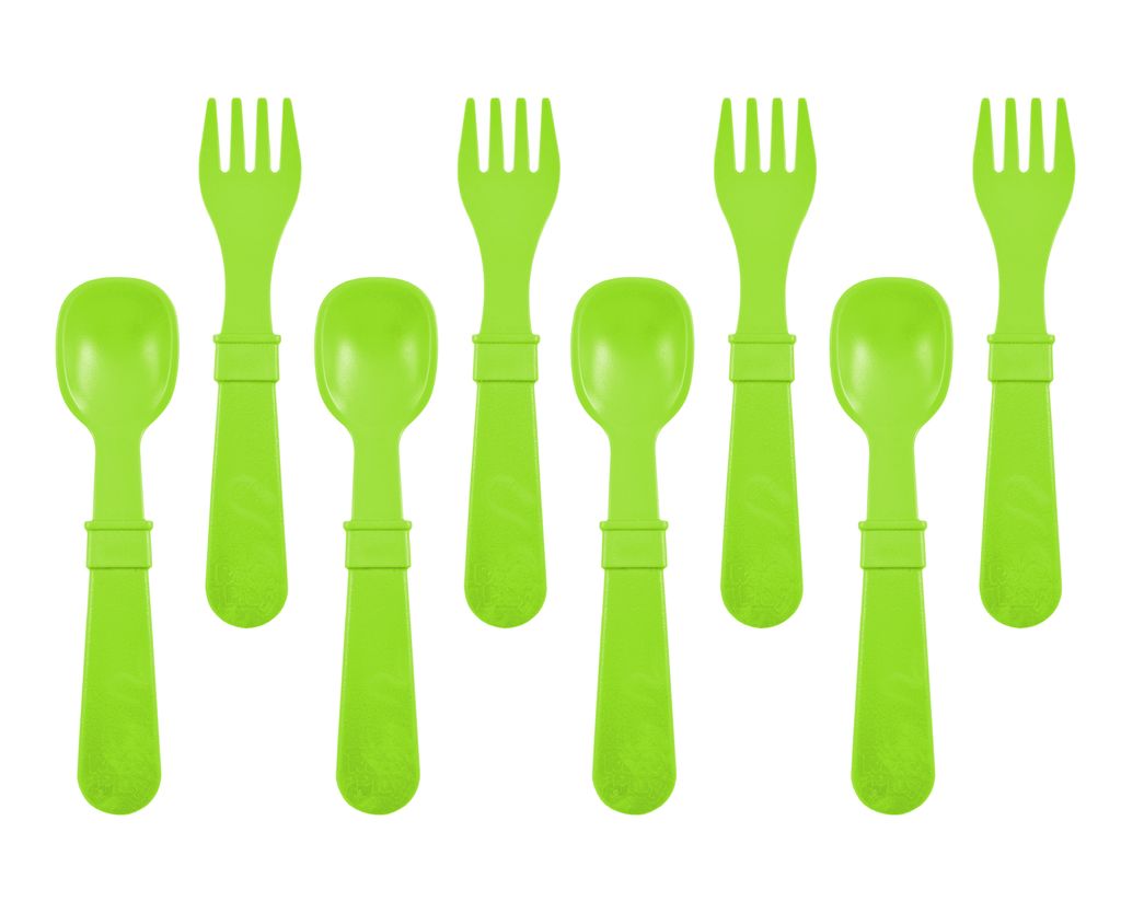 Re-Play Forks and Spoons - Green - 4 of each - No Retail Packaging