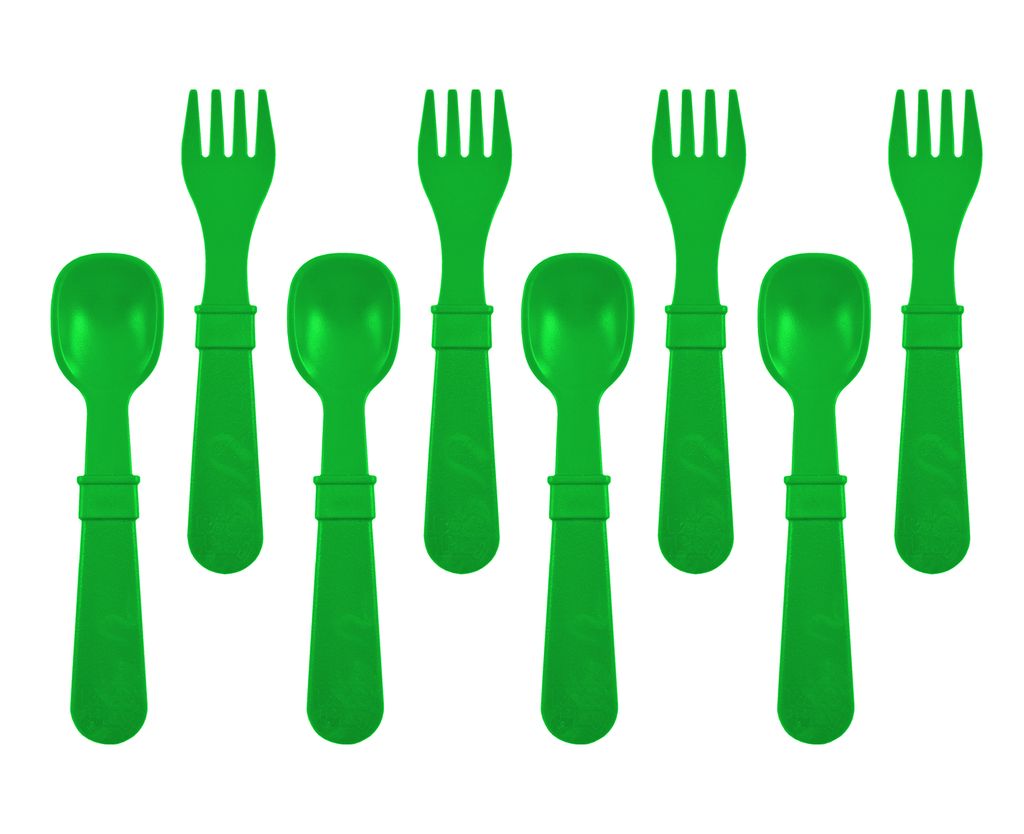 Re-Play Forks and Spoons - Kelly Green - 4 of each - No Retail Packaging