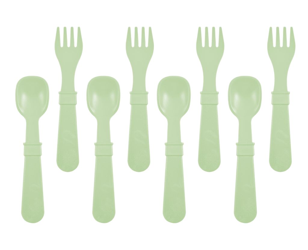 Re-Play Forks and Spoons - Leaf - 4 of each - No Retail Packaging