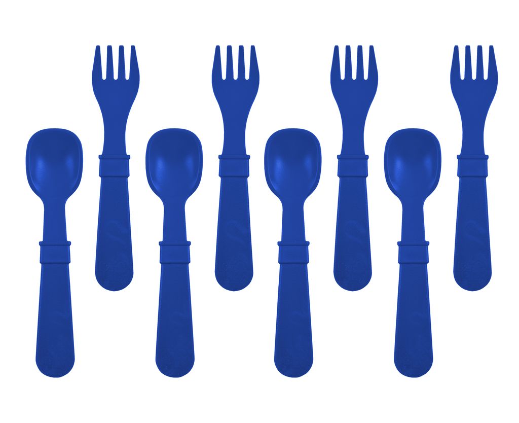 Re-Play Forks and Spoons - Navy Blue - 4 of each - No Retail Packaging