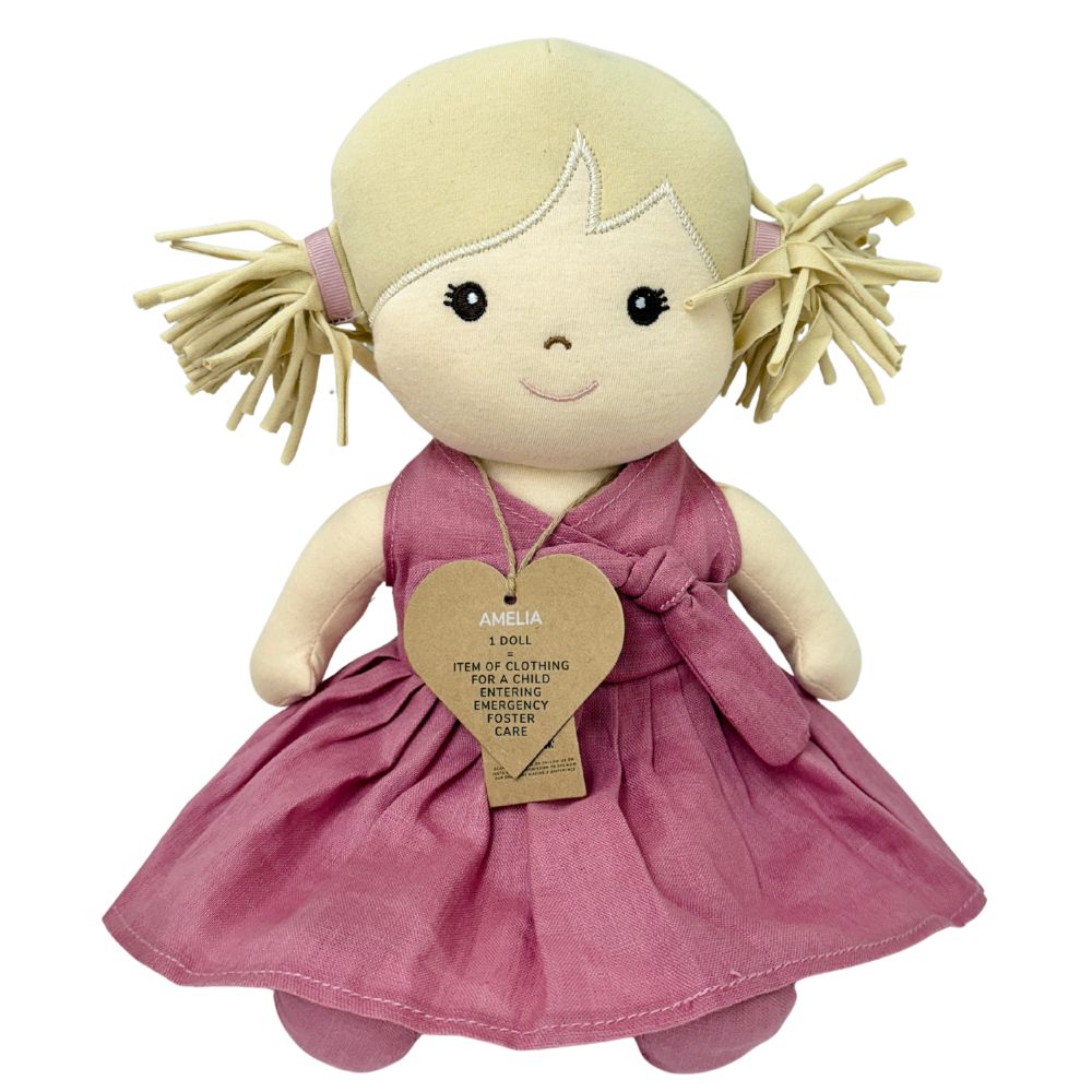 Amelia Rag Doll = Clothing for Child in Emergency Foster Care