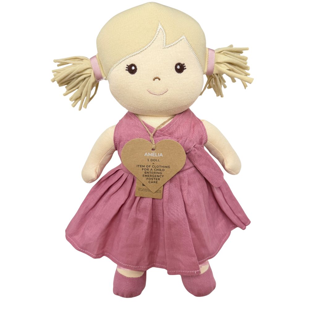 Amelia Rag Doll = Clothing for Child in Emergency Foster Care