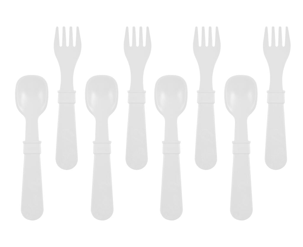 Re-Play Forks and Spoons - White - 4 of each - No Retail Packaging